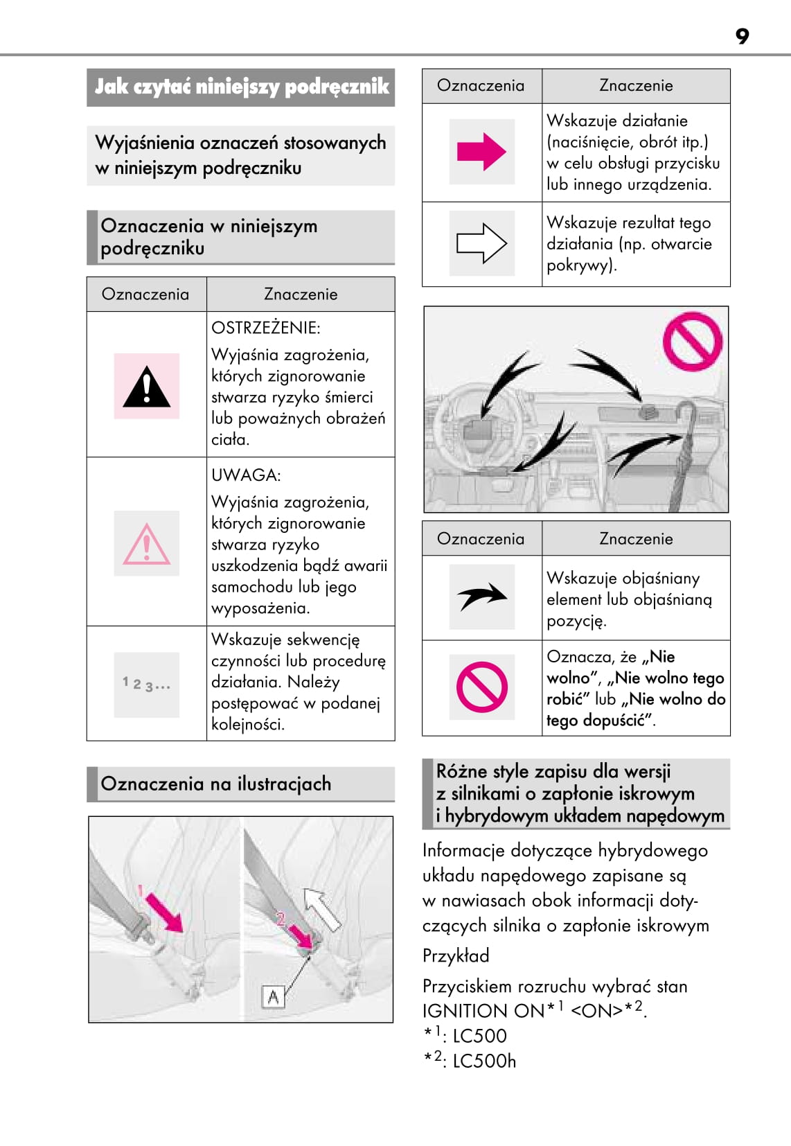 2018-2019 Lexus LC 500/LC 500h Owner's Manual | Polish
