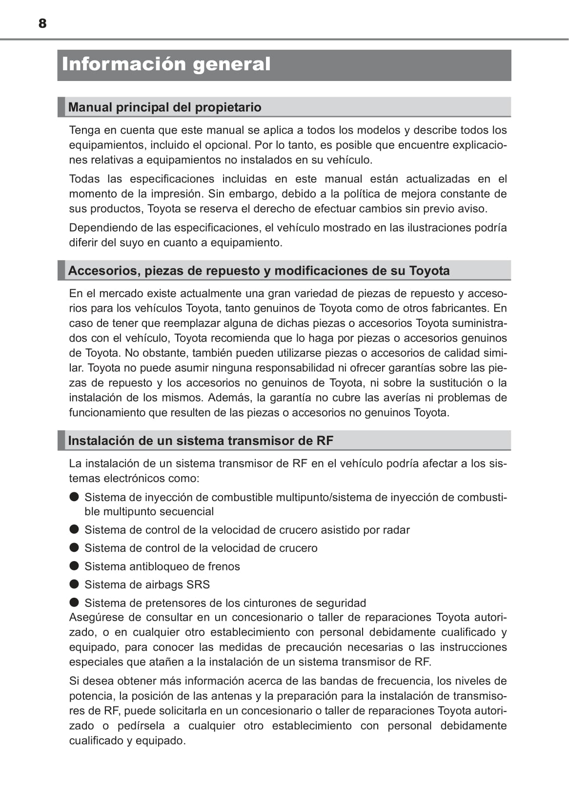 2013-2017 Toyota Landcruiser Manuel du propriétaire | Espagnol