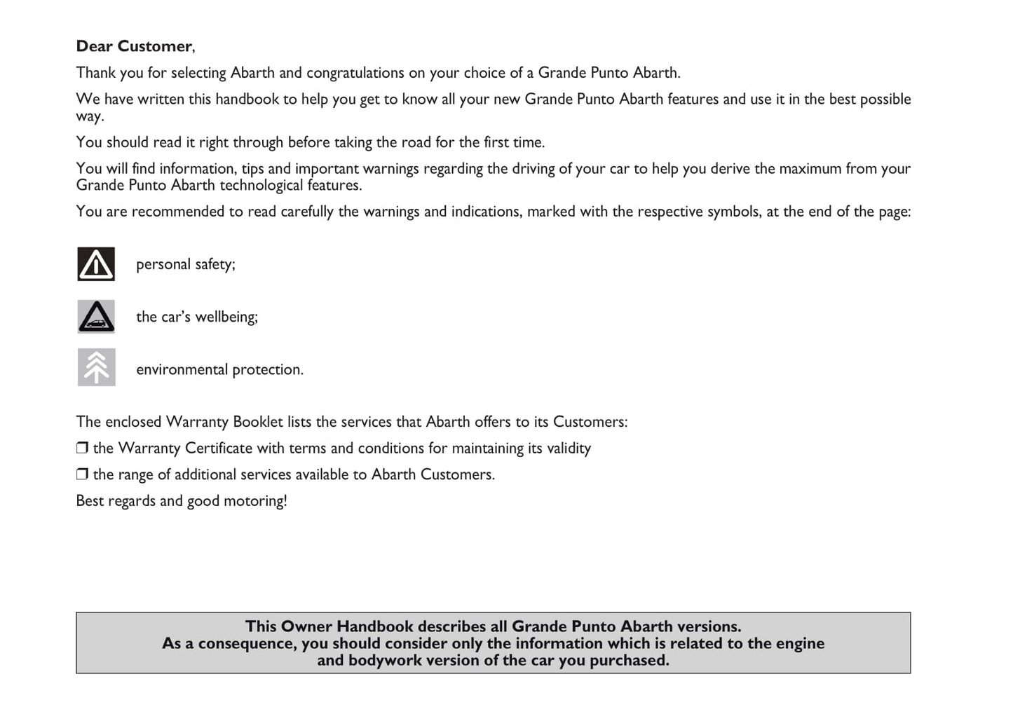 2008-2010 Abarth Grande Punto Owner's Manual | English