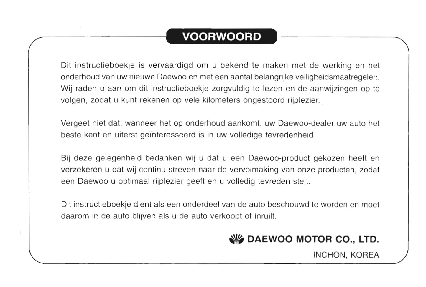 1997-2003 Daewoo Lanos Owner's Manual | Dutch