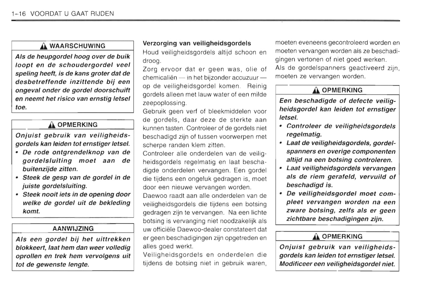 1997-2003 Daewoo Lanos Owner's Manual | Dutch