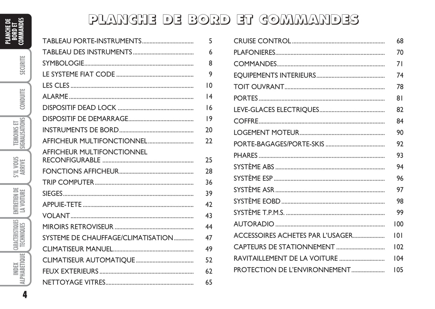 2009-2010 Fiat Croma Owner's Manual | French