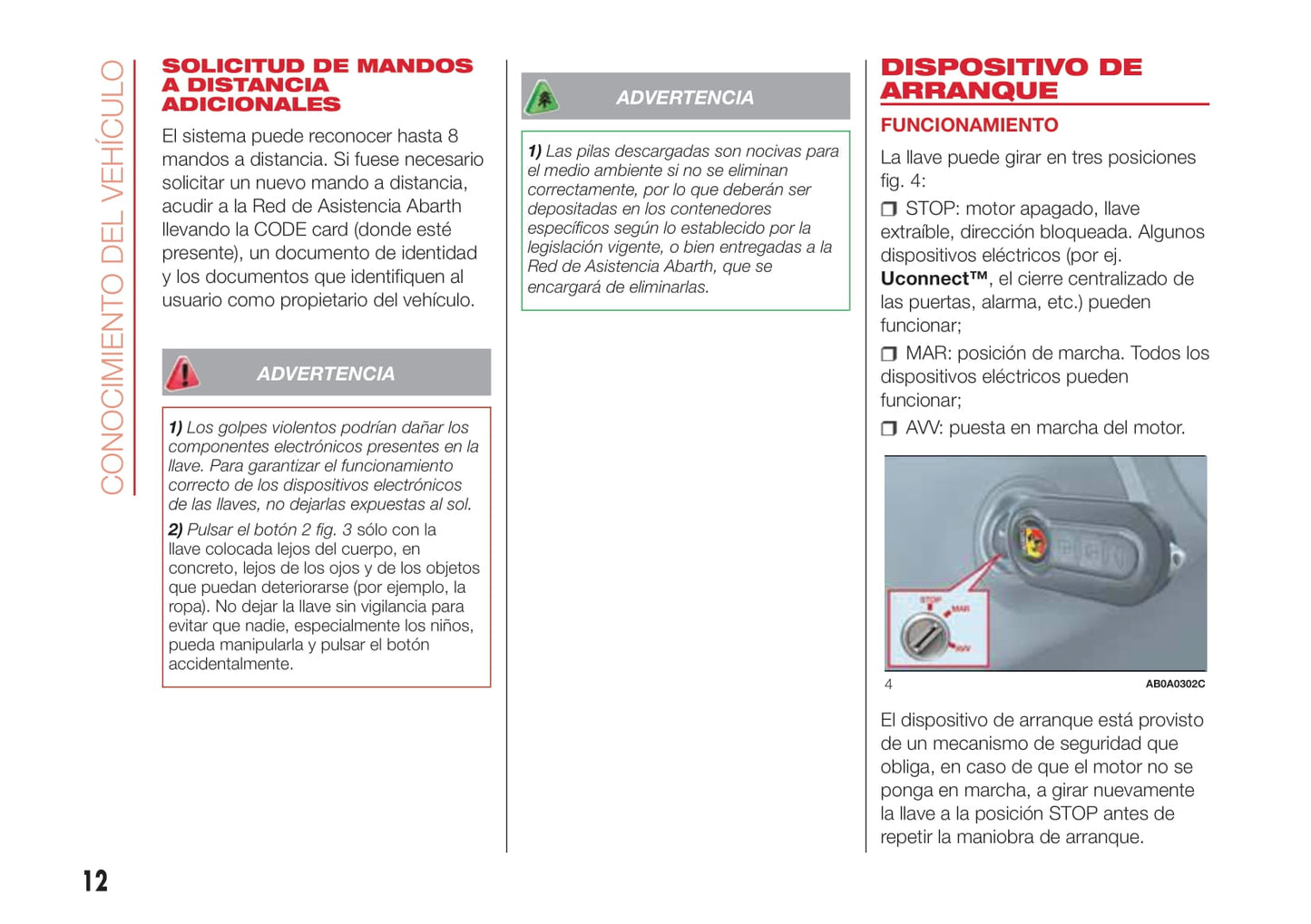 2016-2020 Abarth 595 Manuel du propriétaire | Espagnol