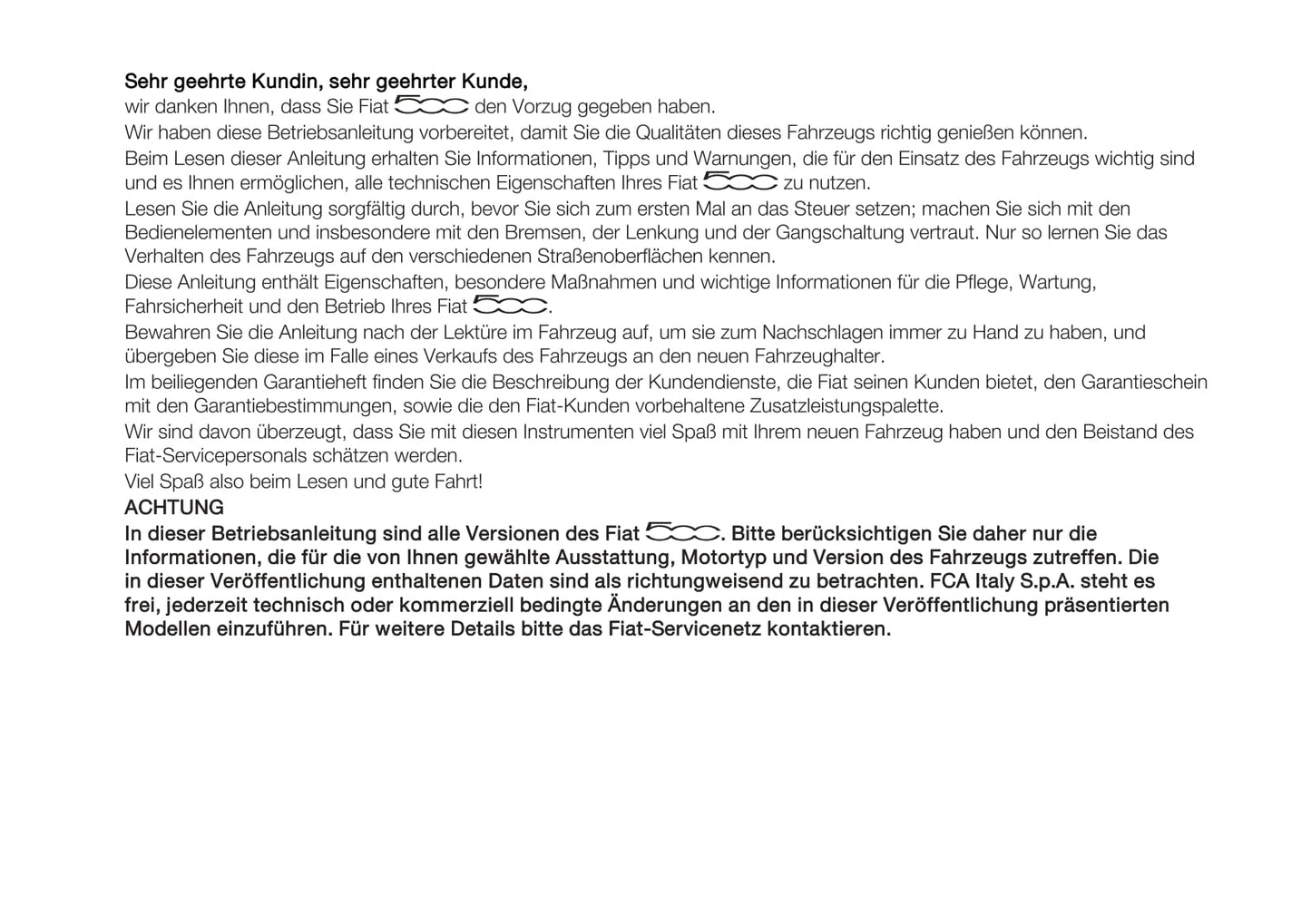 2020-2021 Fiat 500 Hybrid/500C Hybrid Owner's Manual | German