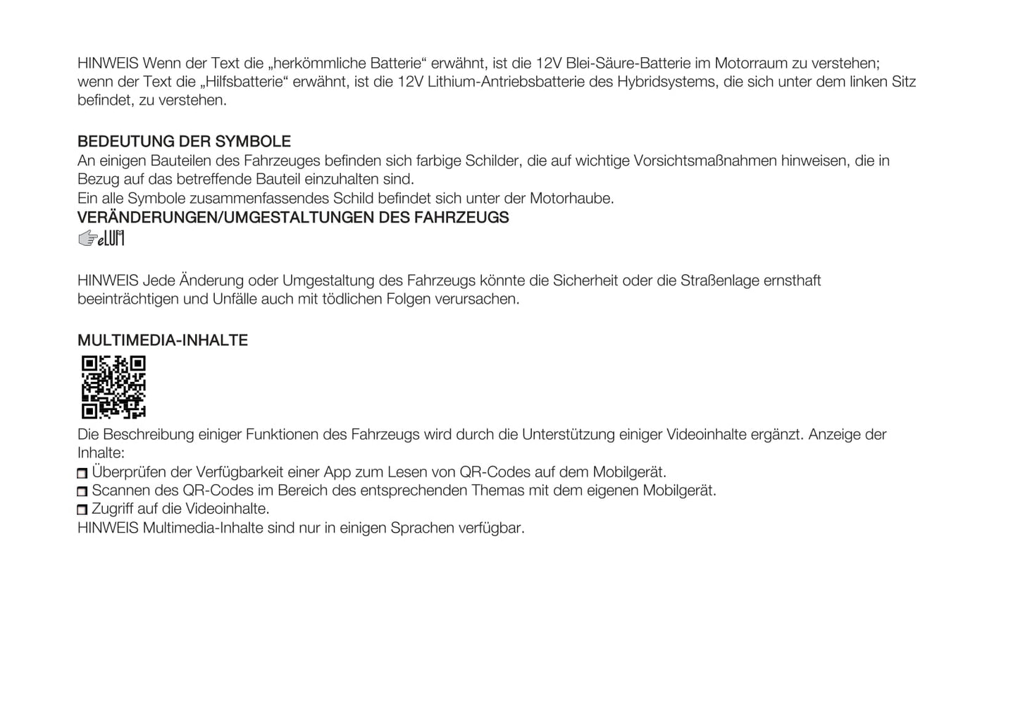 2020-2021 Fiat 500 Hybrid/500C Hybrid Owner's Manual | German