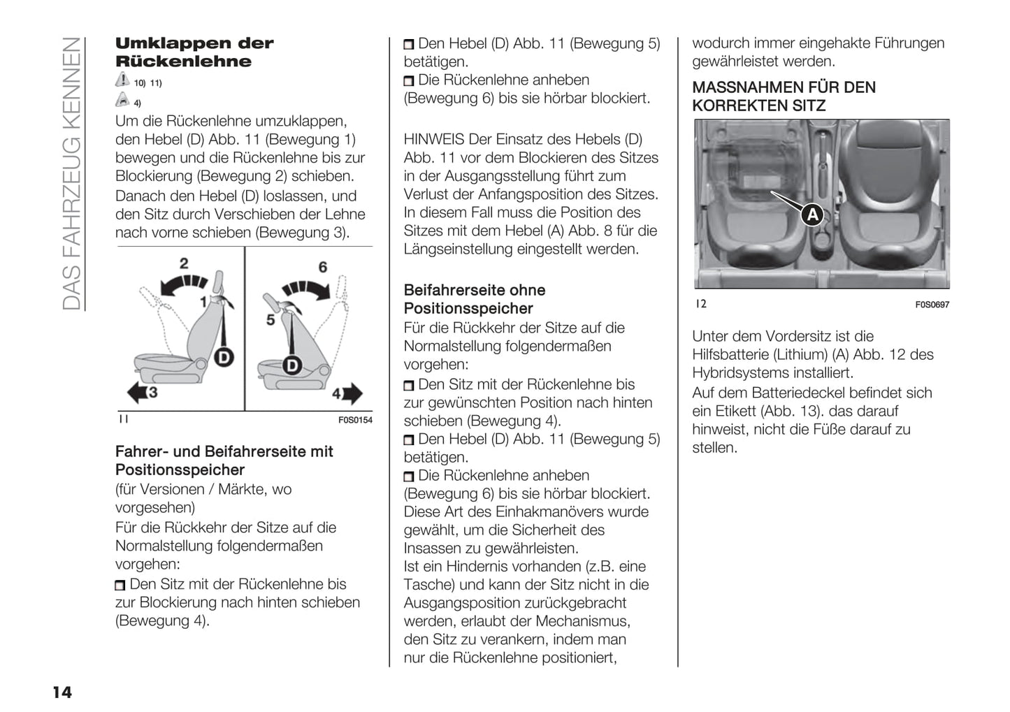 2020-2021 Fiat 500 Hybrid/500C Hybrid Owner's Manual | German