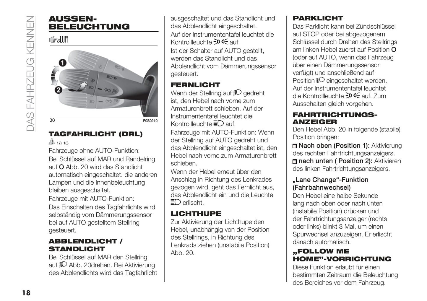 2020-2021 Fiat 500 Hybrid/500C Hybrid Owner's Manual | German