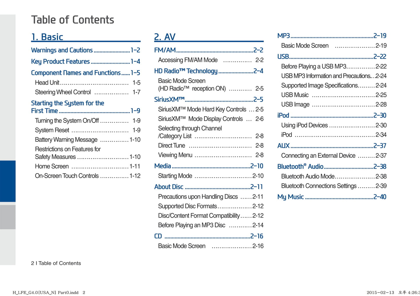 Hyundai Sonata Hybrid Multimedia System Owner's Manual 2014 - 2017