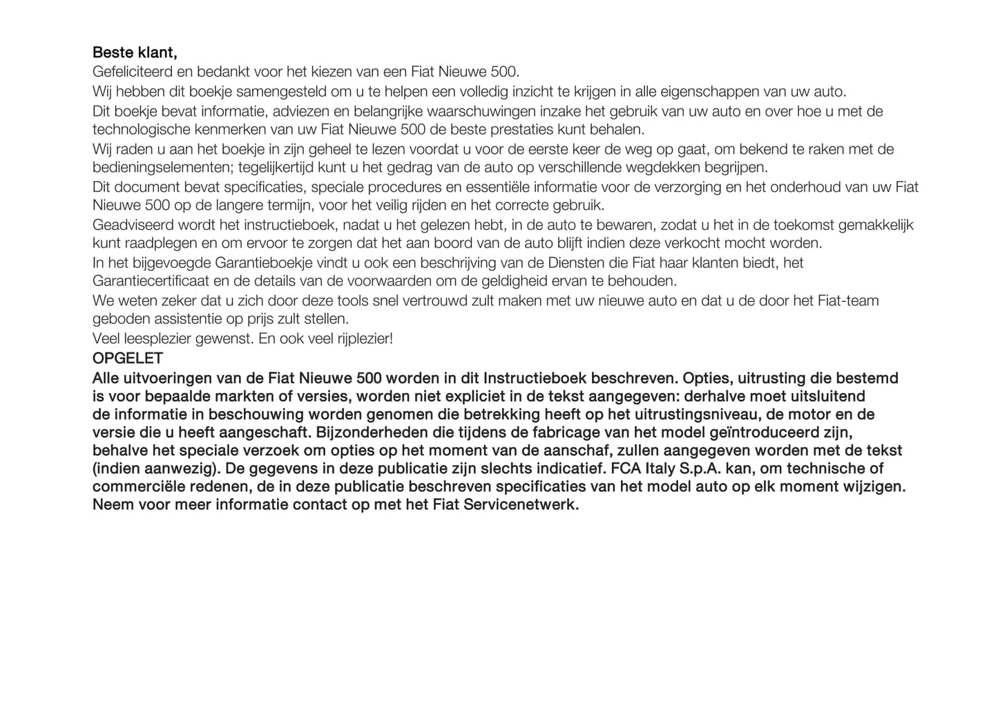 2021-2022 Fiat 500e Owner's Manual | Dutch