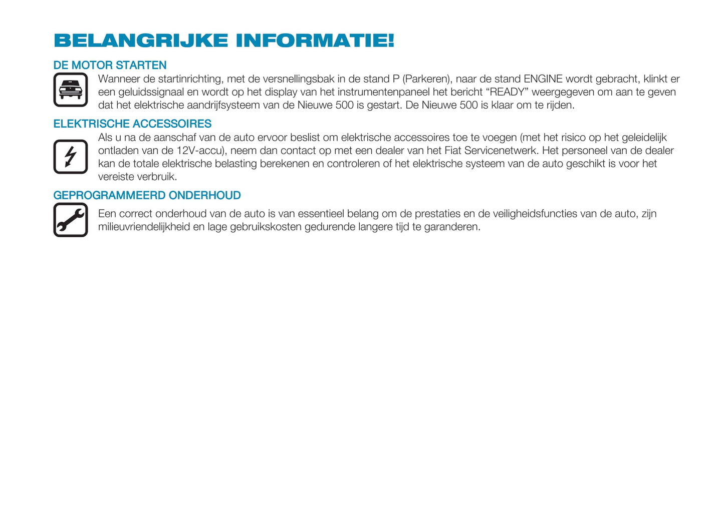 2021-2022 Fiat 500e Owner's Manual | Dutch