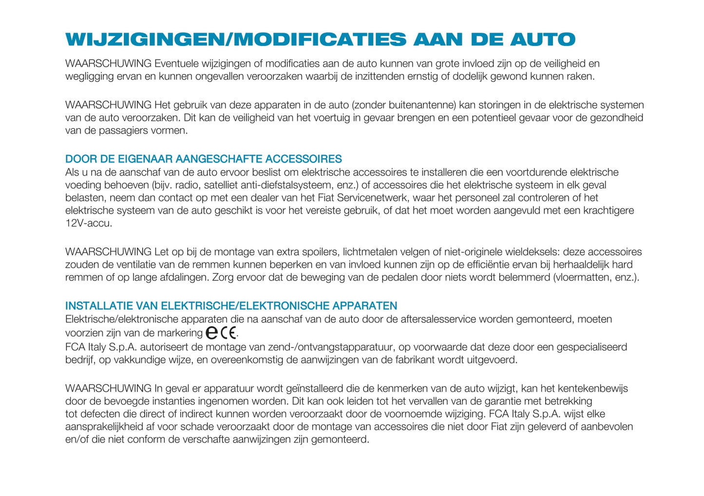 2021-2022 Fiat 500e Owner's Manual | Dutch