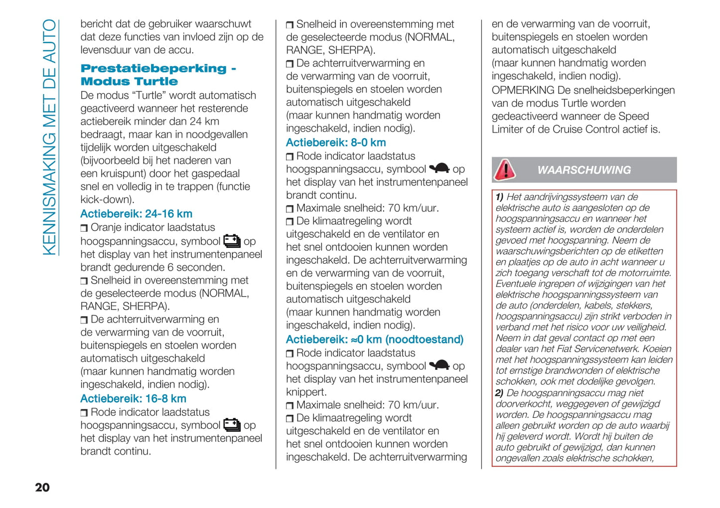 2021-2022 Fiat 500e Owner's Manual | Dutch