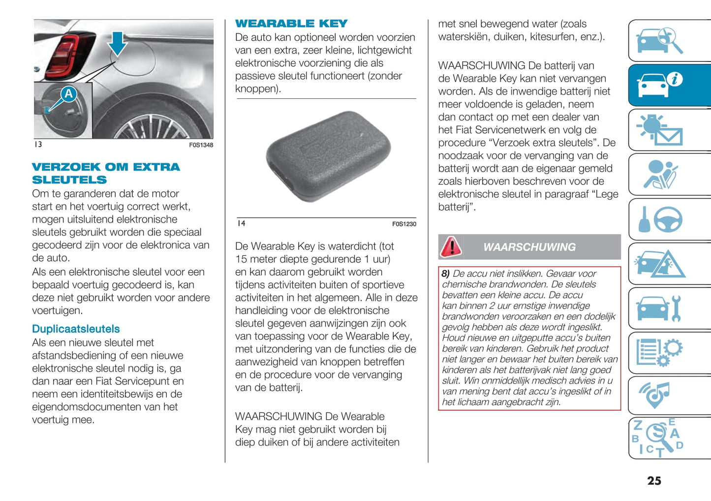 2021-2022 Fiat 500e Owner's Manual | Dutch