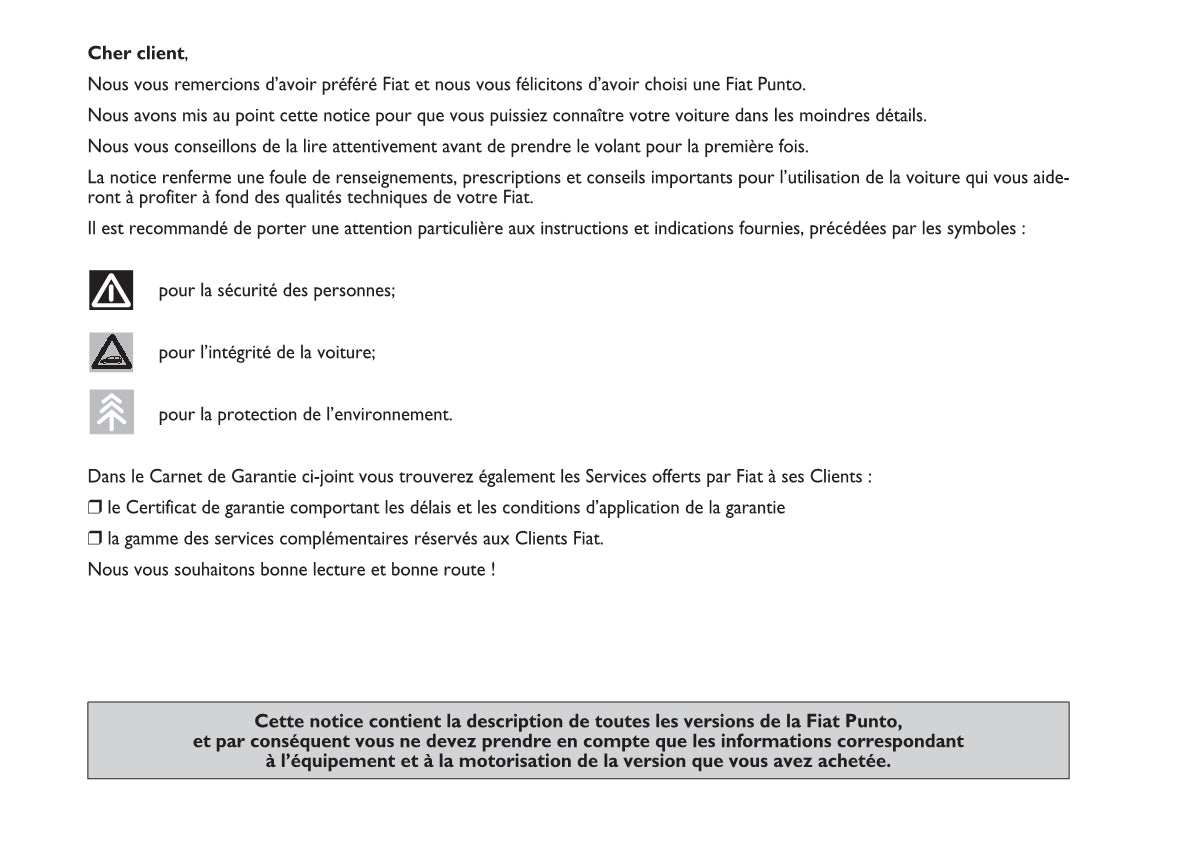 2010-2011 Fiat Punto/Grande Punto Owner's Manual | French