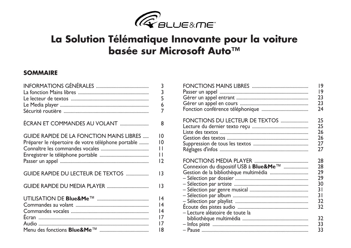 Fiat Qubo Blue&Me Guide d'utilisation 2008 - 2016