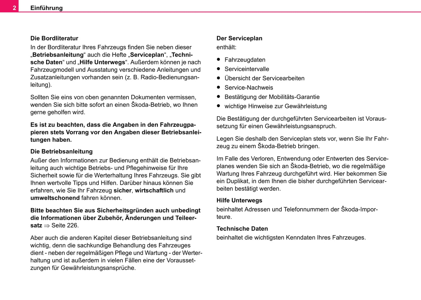 2002-2006 Skoda Suberb Manuel du propriétaire | Allemand