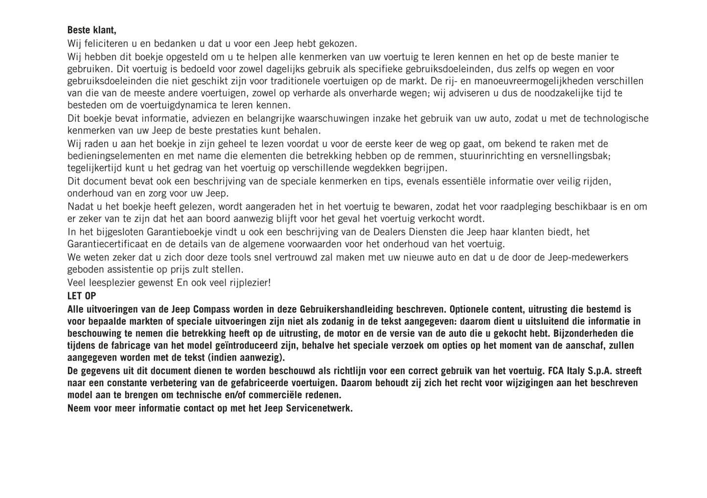 2020-2021 Jeep Compass Owner's Manual | Dutch