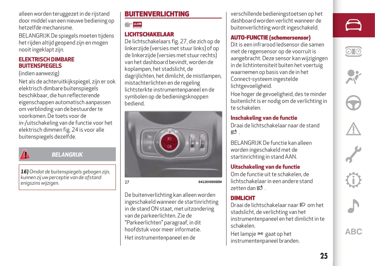 2017-2020 Alfa Romeo Stelvio Owner's Manual | Dutch