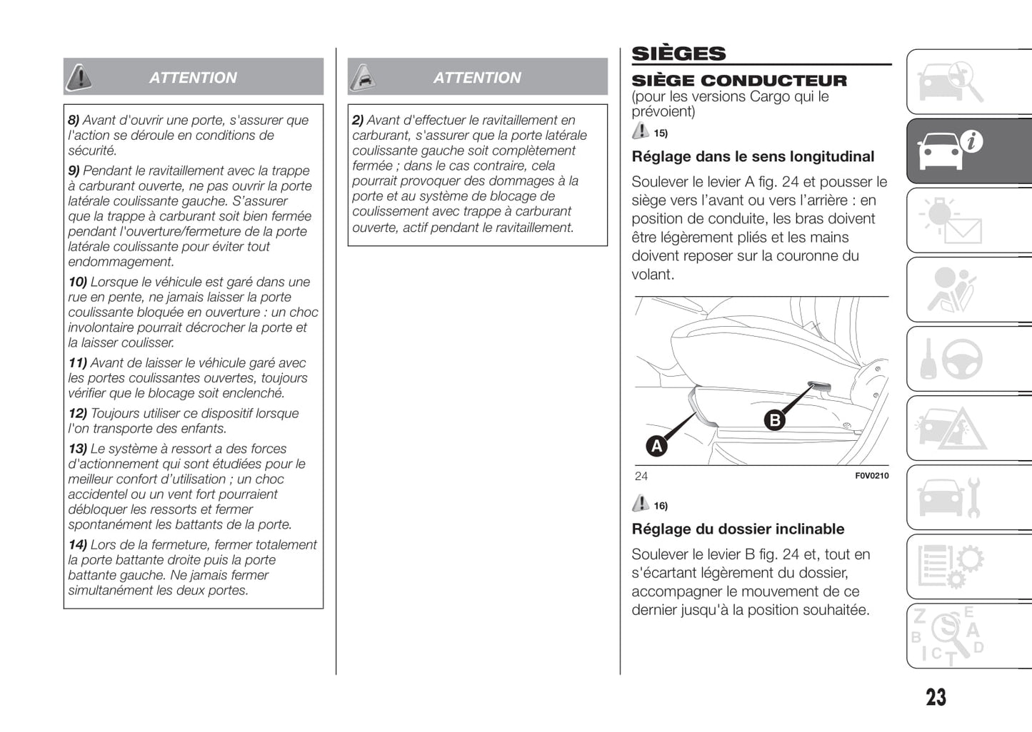 2017-2018 Fiat Doblò Owner's Manual | French