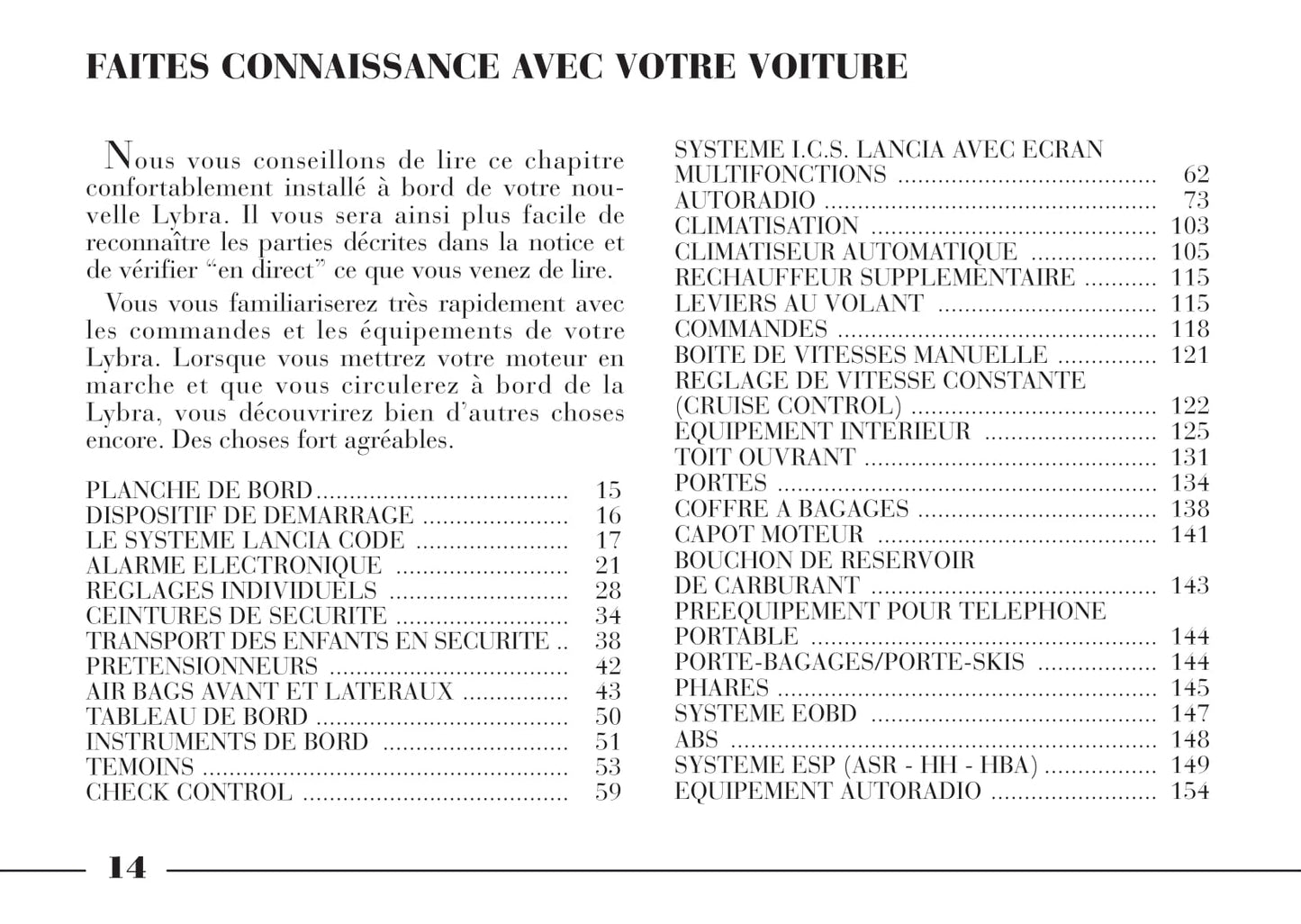 2001-2005 Lancia Lybra Manuel du propriétaire | Français