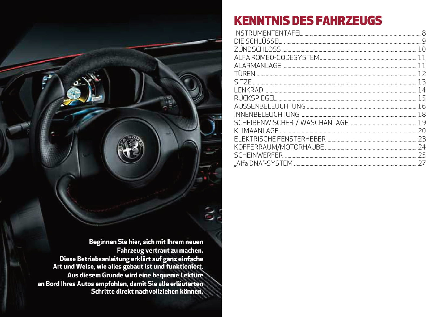 2013-2023 Alfa Romeo 4C Manuel du propriétaire | Allemand