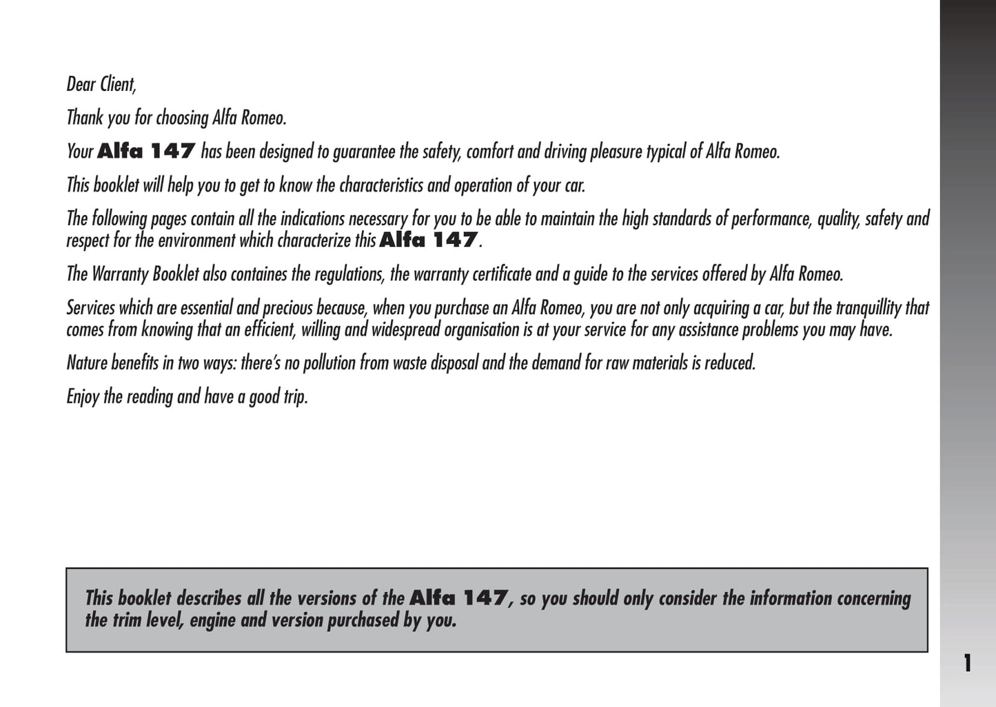 2007-2010 Alfa Romeo 147 Owner's Manual | English