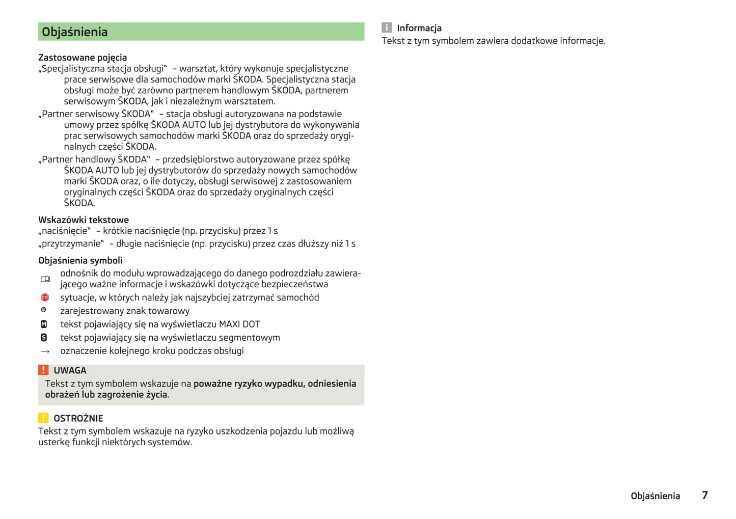 2013-2018 Skoda Yeti Manuel du propriétaire | Polonais