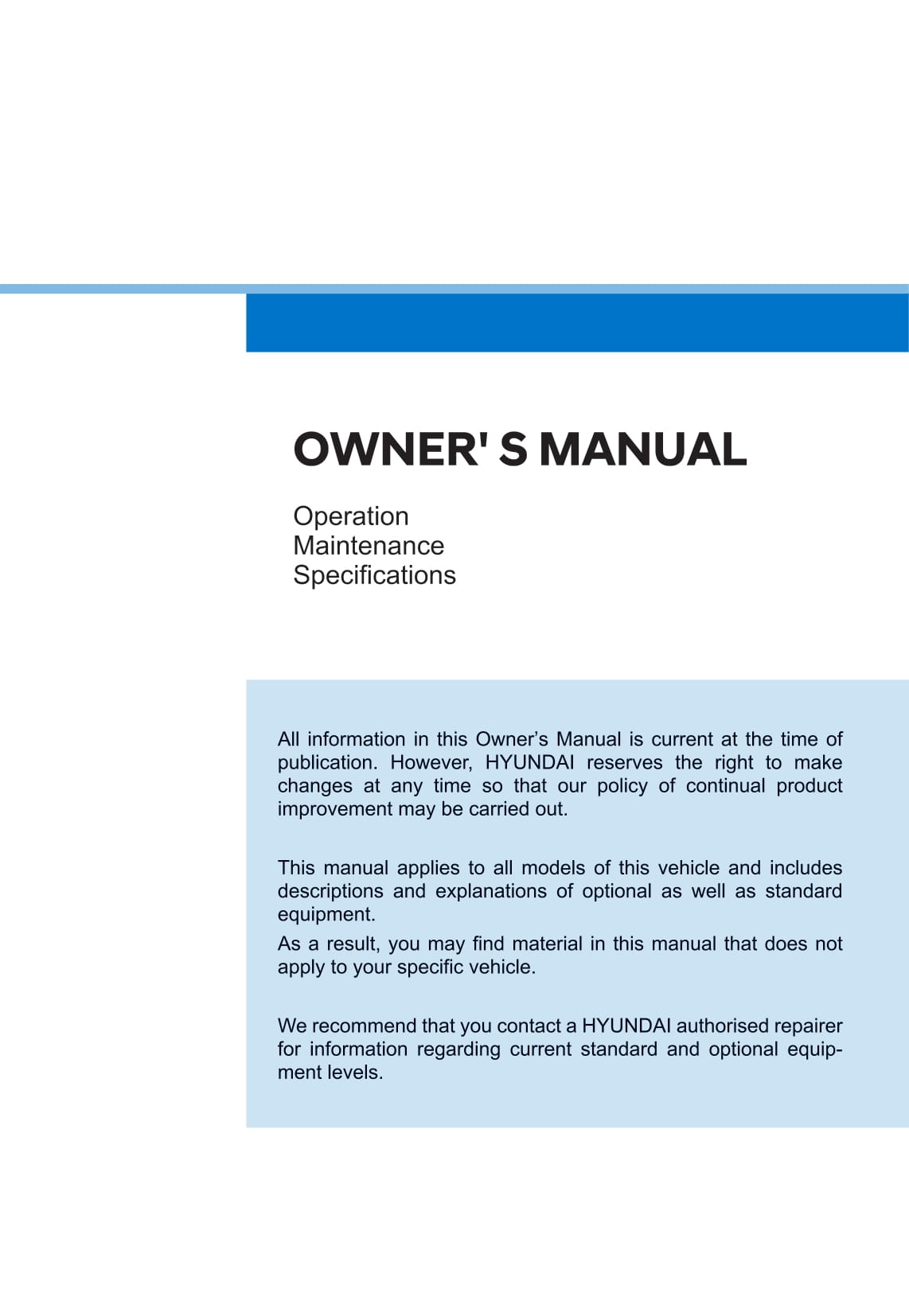 2017-2020 Hyundai i10 Manuel du propriétaire | Anglais