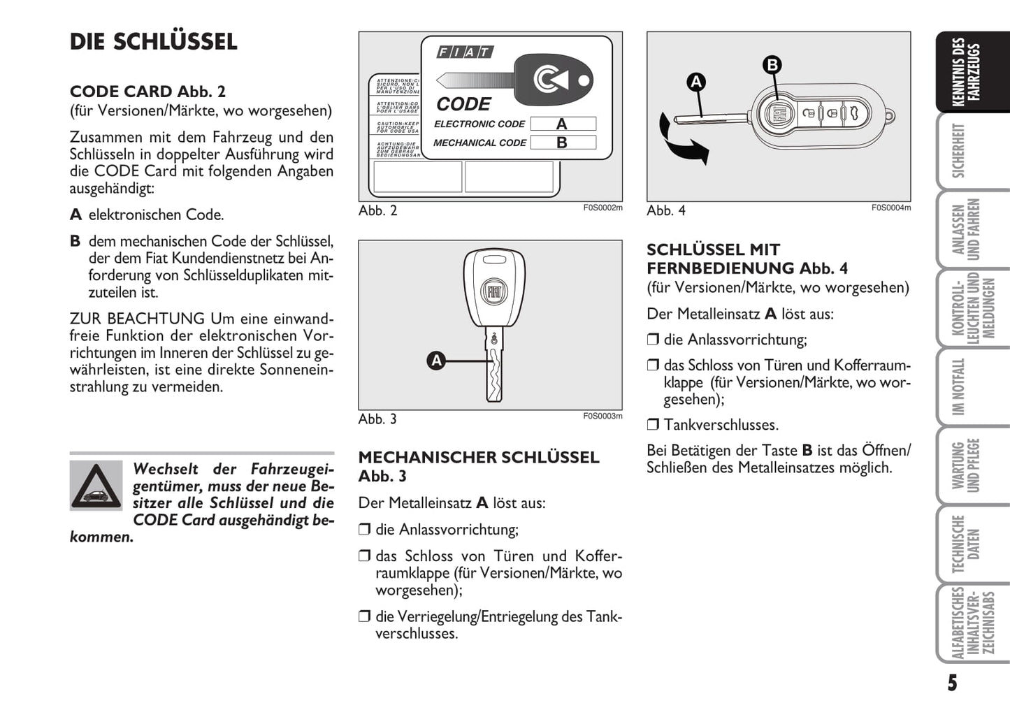 2010-2011 Fiat 500 Owner's Manual | German