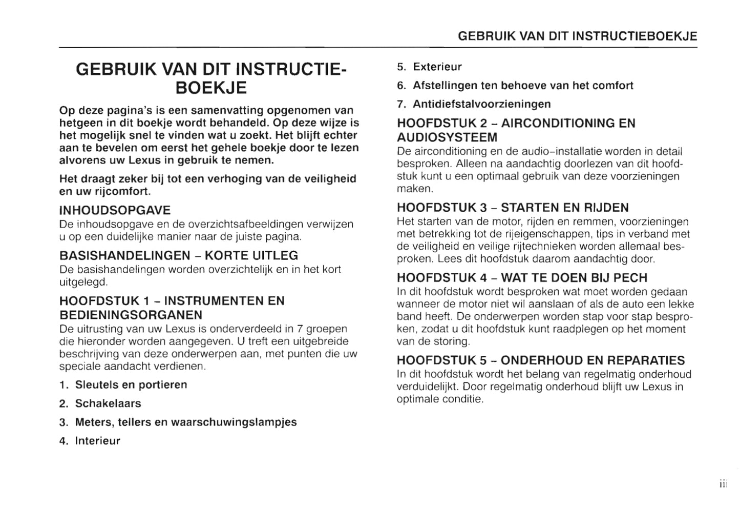 1997-1998 Lexus LS 400 Owner's Manual | Dutch