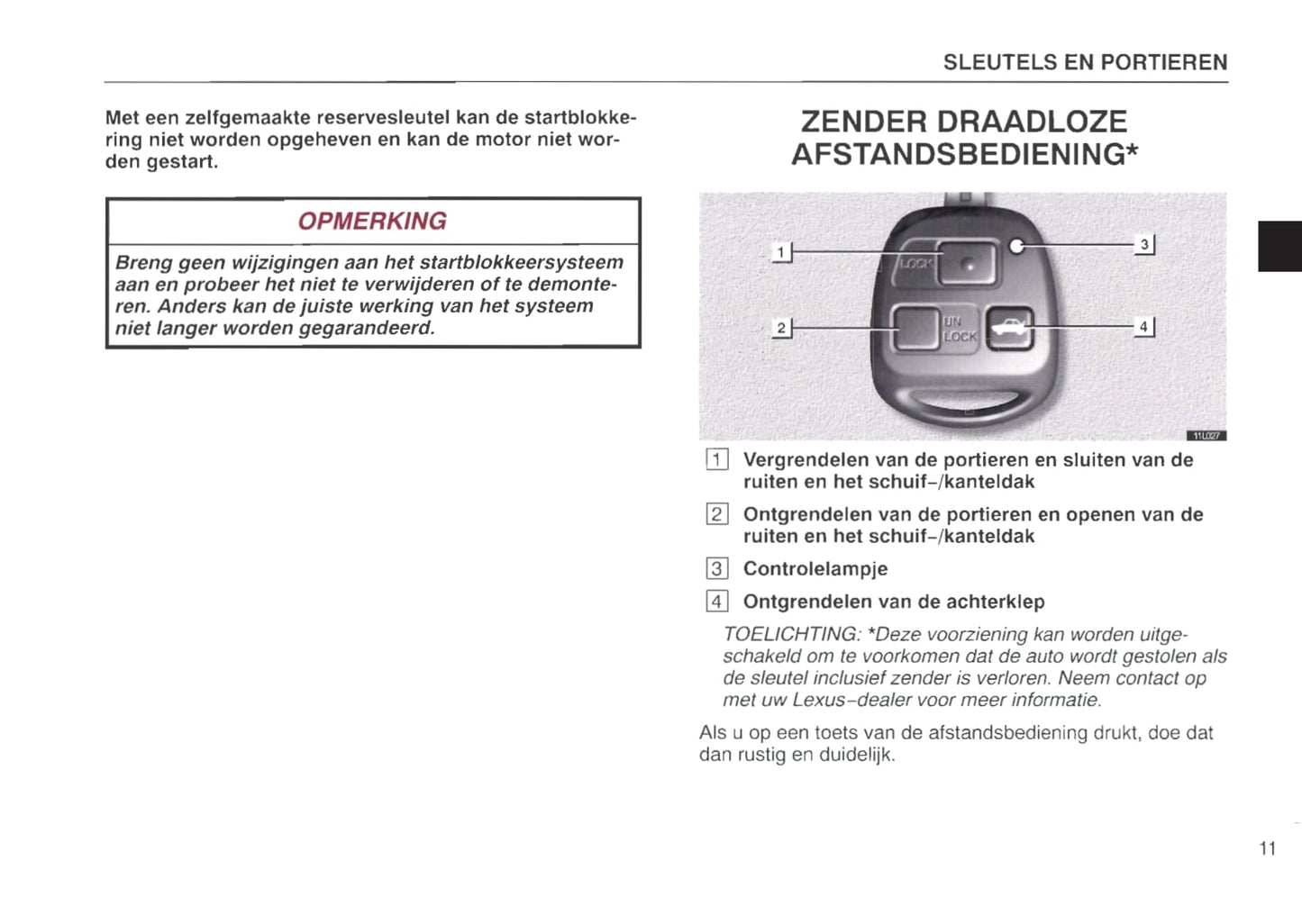 1997-1998 Lexus LS 400 Owner's Manual | Dutch