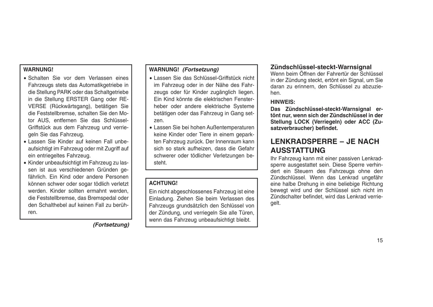2015-2016 Jeep Wrangler Owner's Manual | German