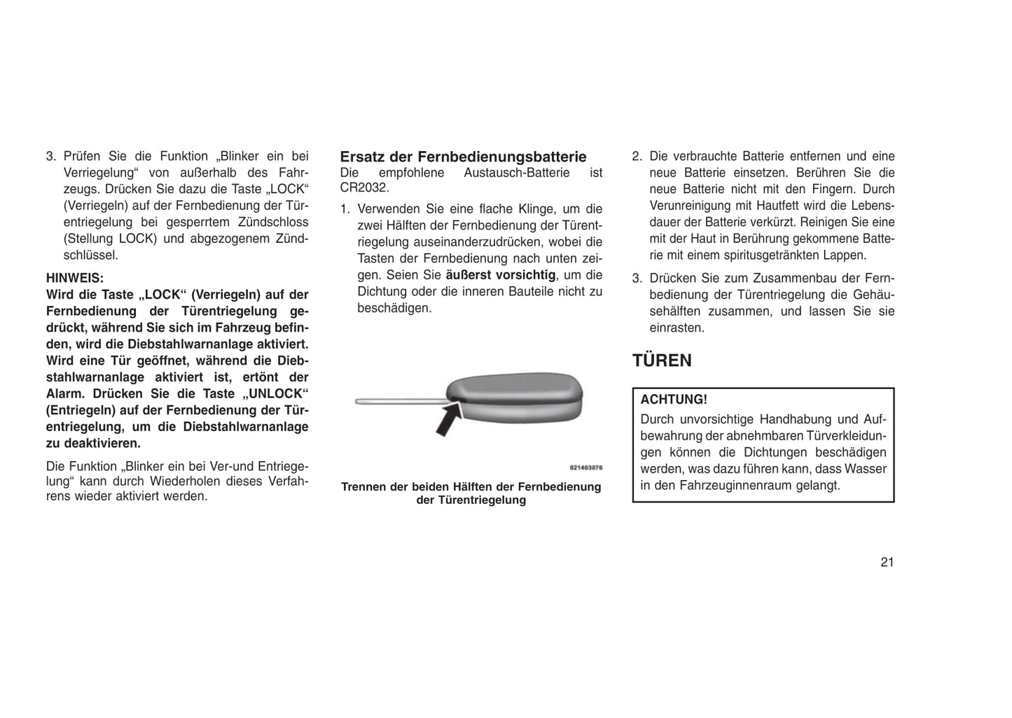 2015-2016 Jeep Wrangler Owner's Manual | German