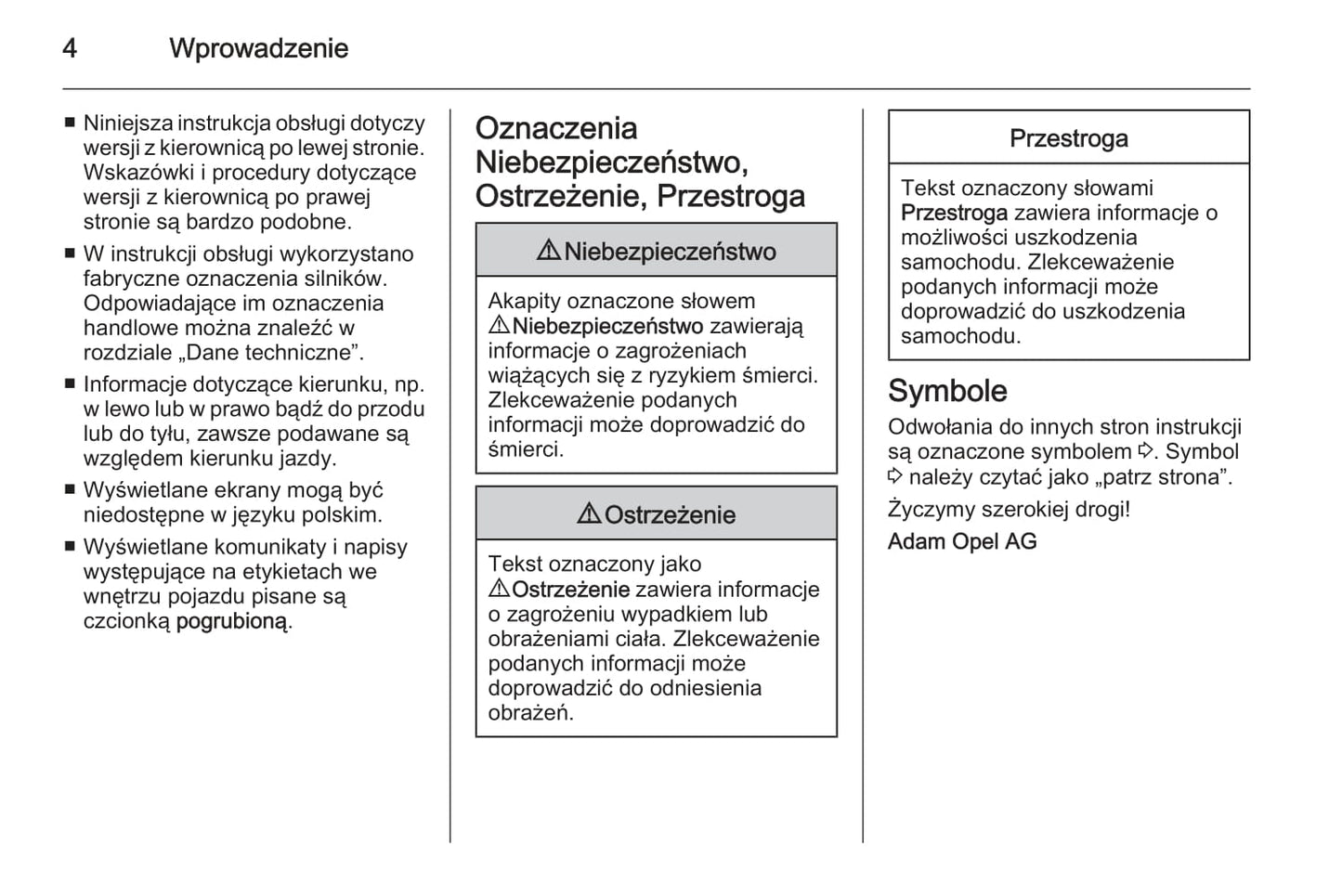 2014 Opel Zafira/Zafira Family Owner's Manual | Polish