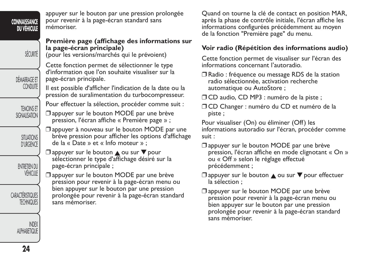 2014-2015 Fiat Bravo Owner's Manual | French