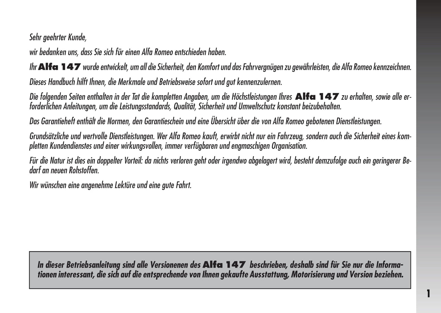 2007-2010 Alfa Romeo 147 Owner's Manual | German