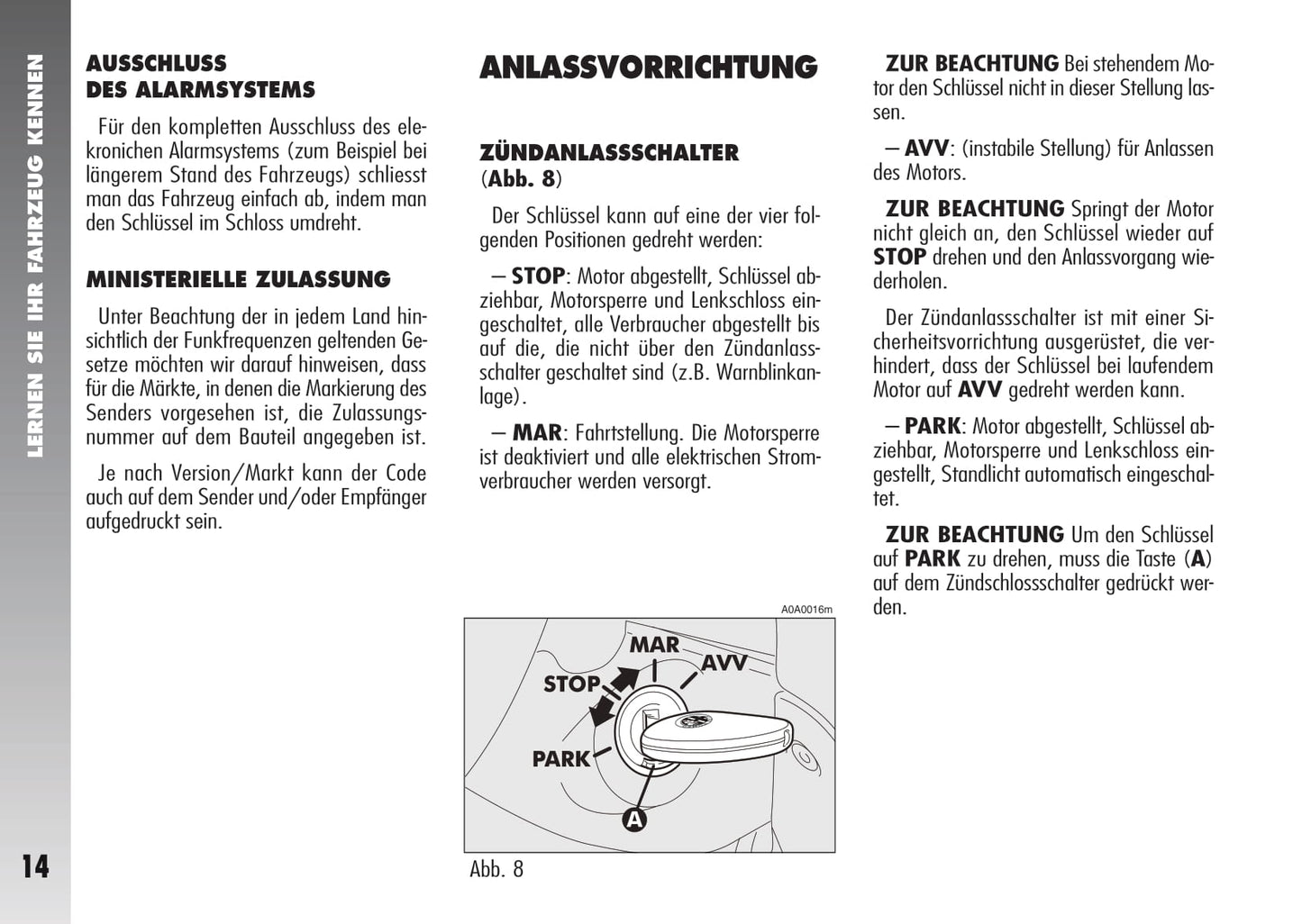 2007-2010 Alfa Romeo 147 Owner's Manual | German