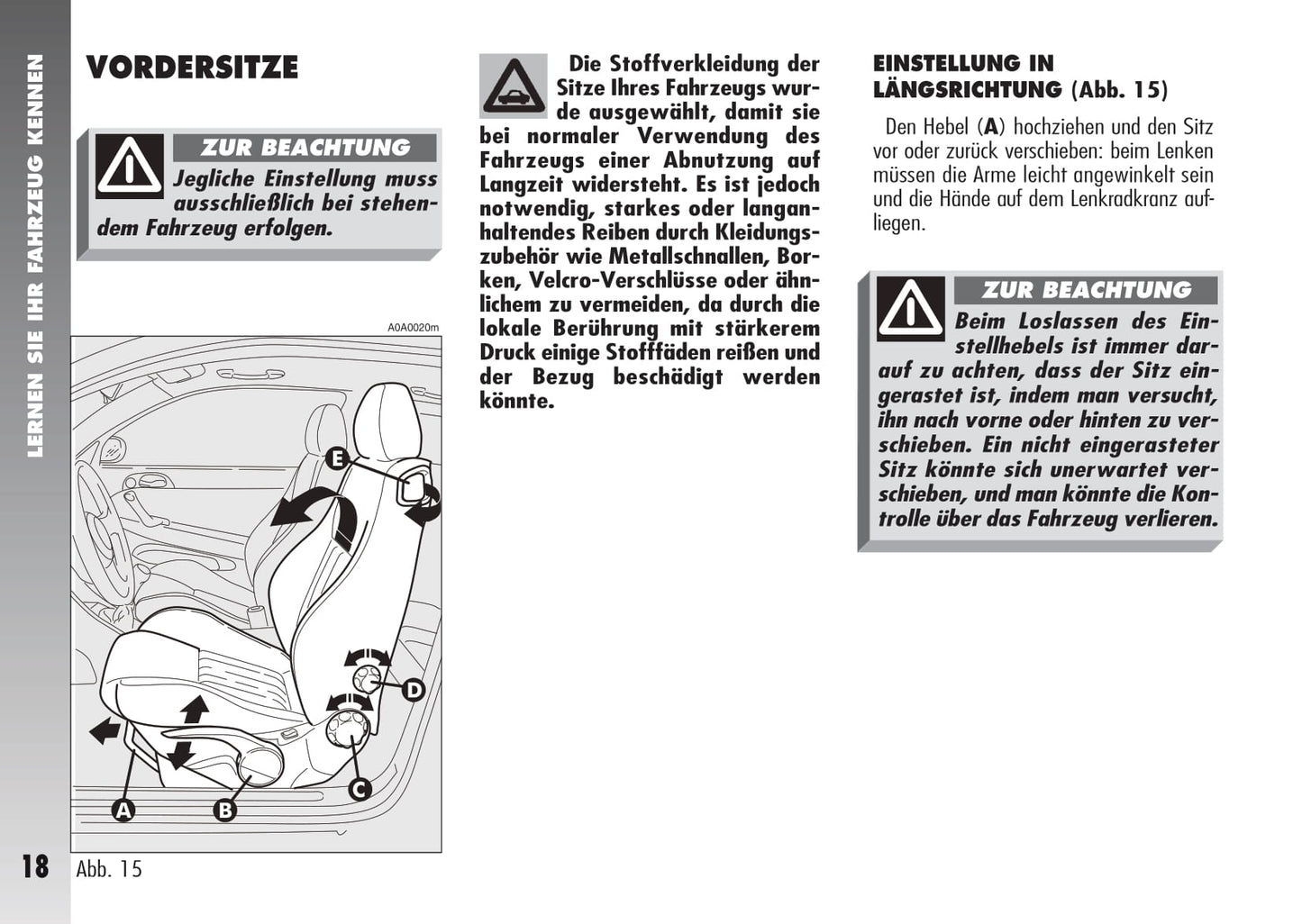 2007-2010 Alfa Romeo 147 Owner's Manual | German