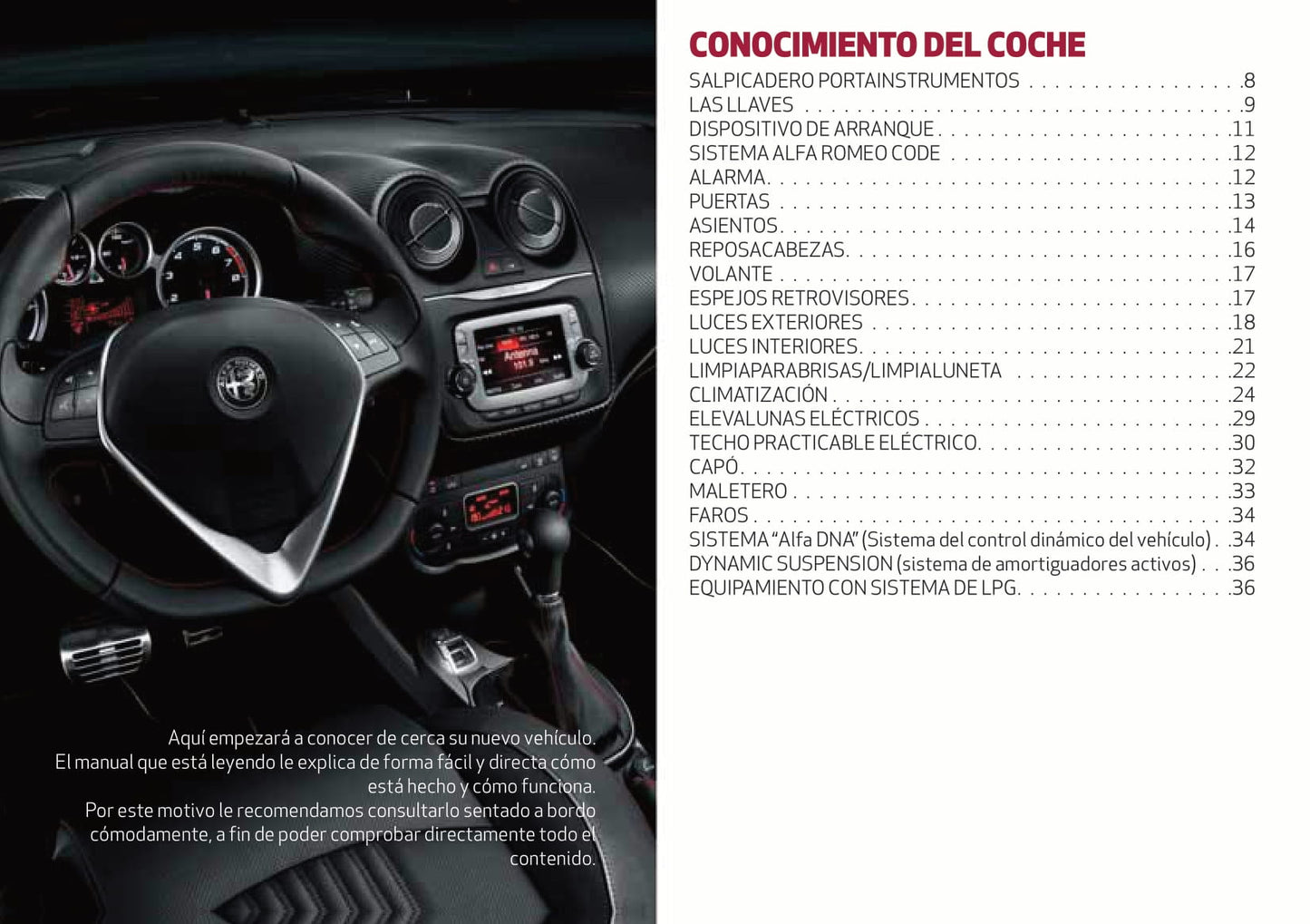 2016-2020 Alfa Romeo MiTo Manuel du propriétaire | Espagnol