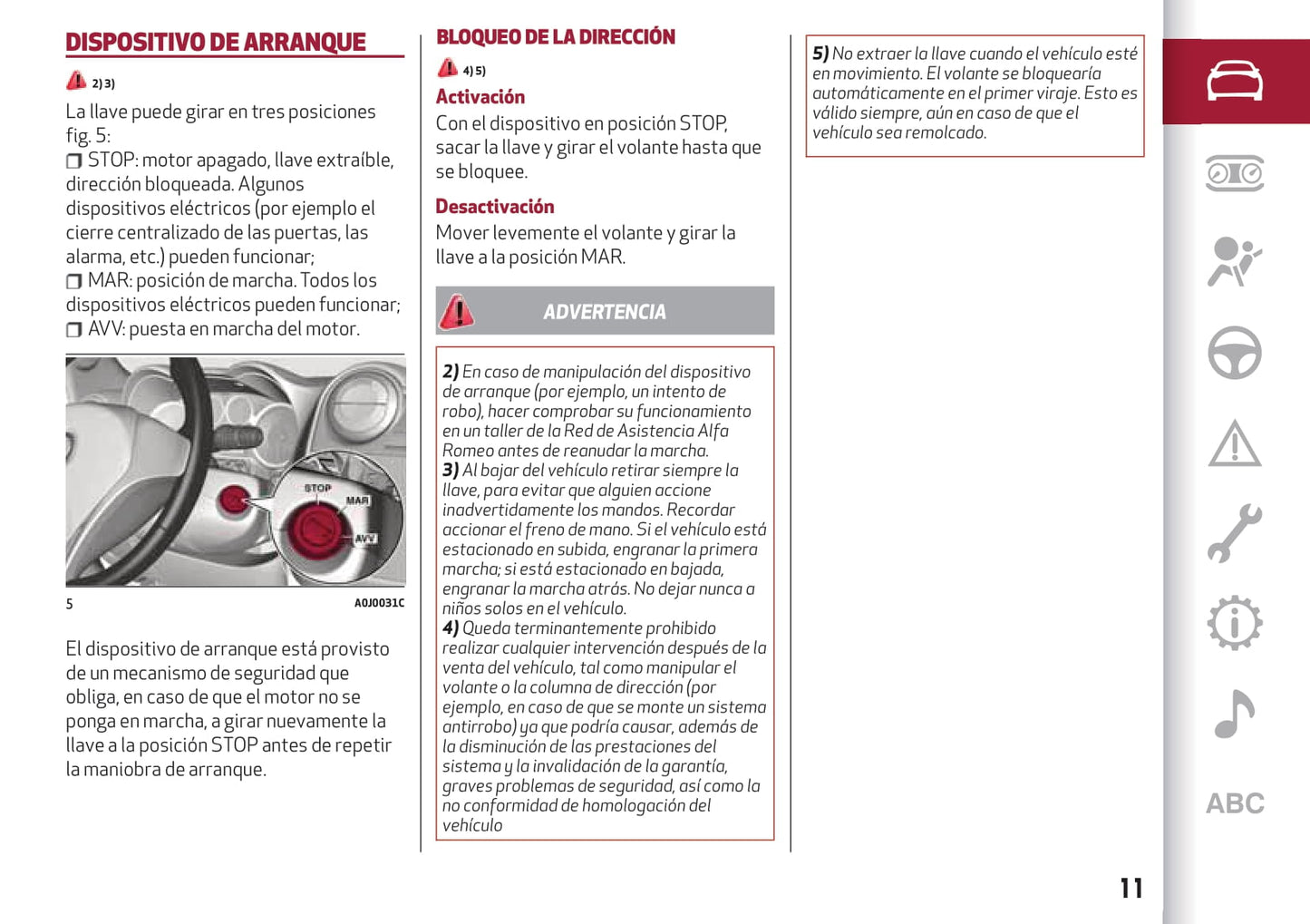 2016-2020 Alfa Romeo MiTo Manuel du propriétaire | Espagnol