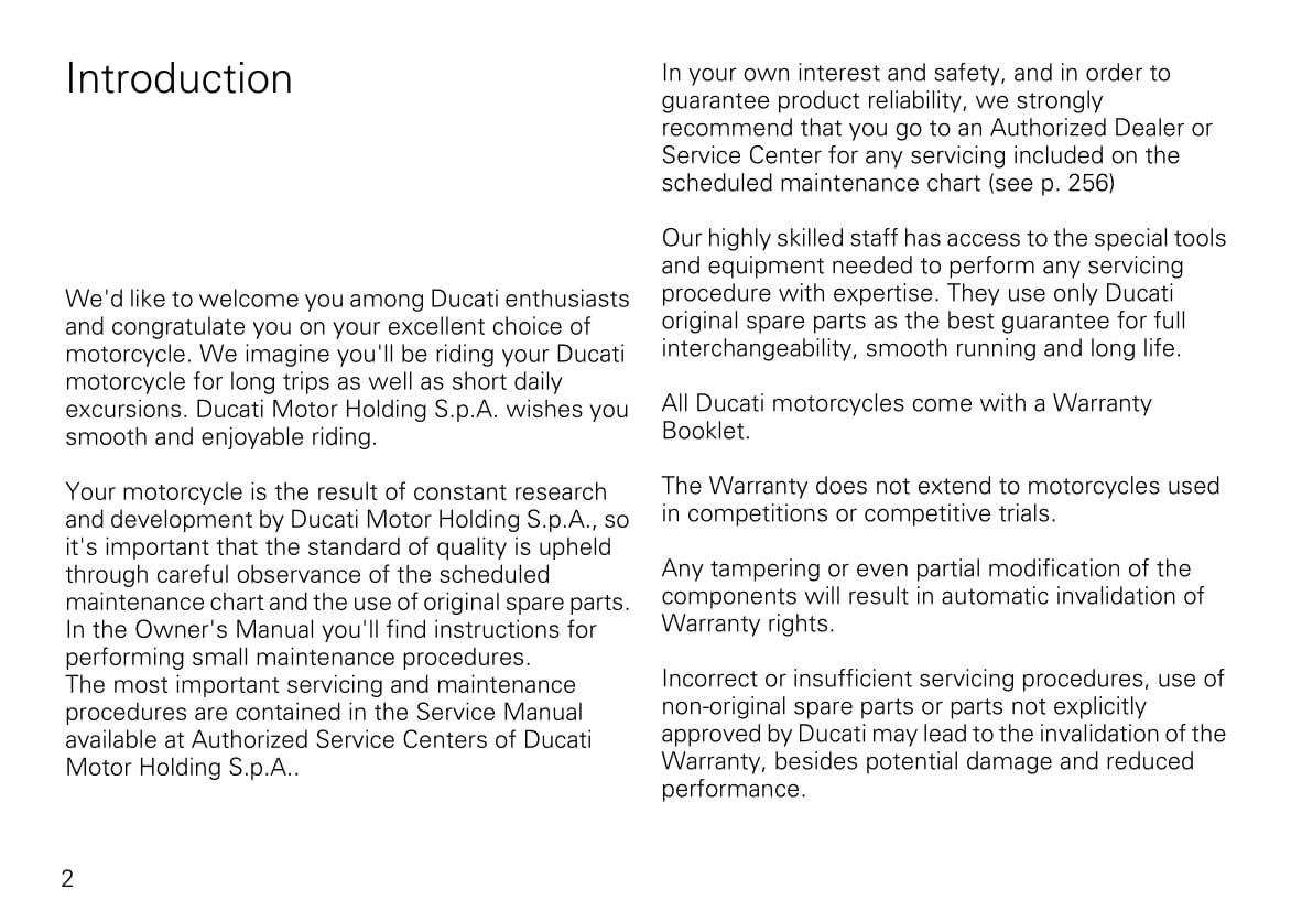 2012 Ducati Superbike Owner's Manual | English