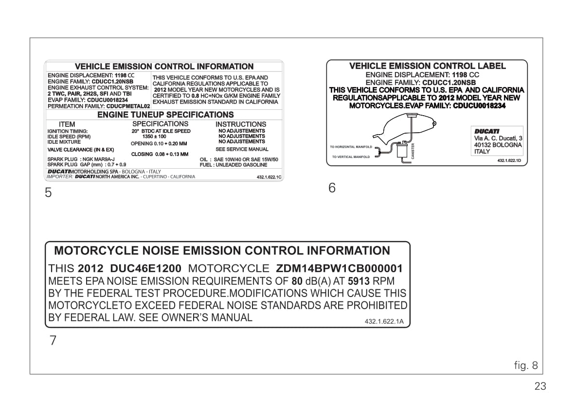 2012 Ducati Superbike Owner's Manual | English