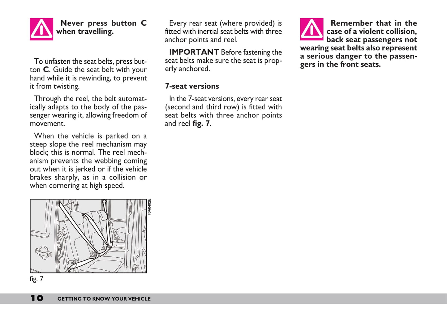 2009-2010 Fiat Doblò Owner's Manual | English
