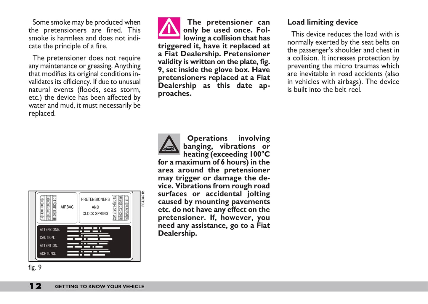 2009-2010 Fiat Doblò Owner's Manual | English