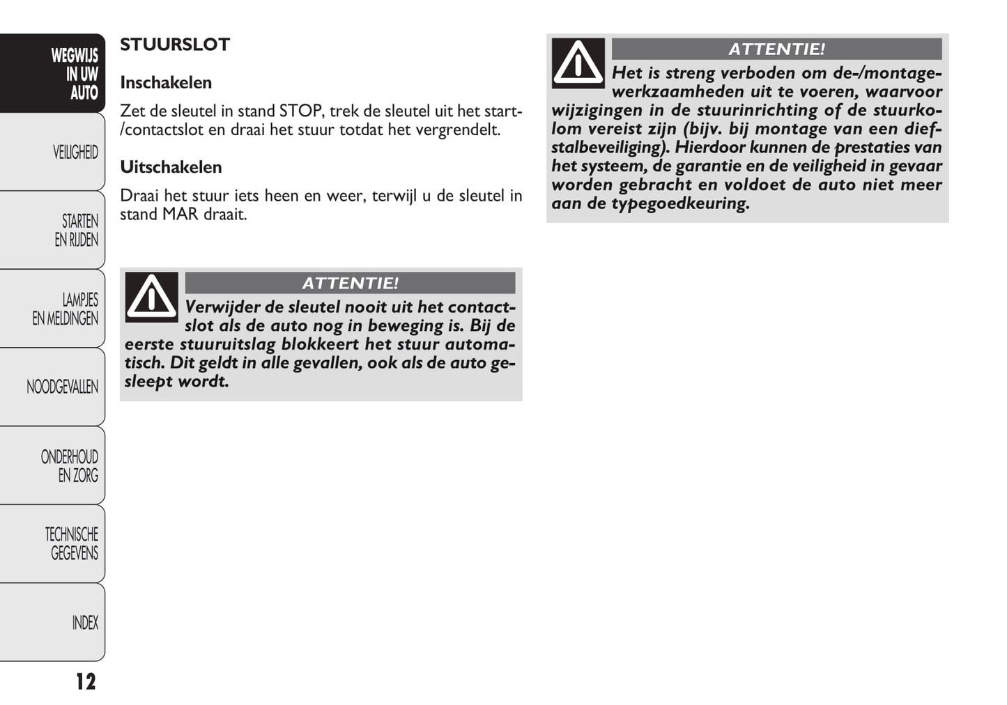 2009-2010 Fiat Punto/Punto Evo Owner's Manual | Dutch