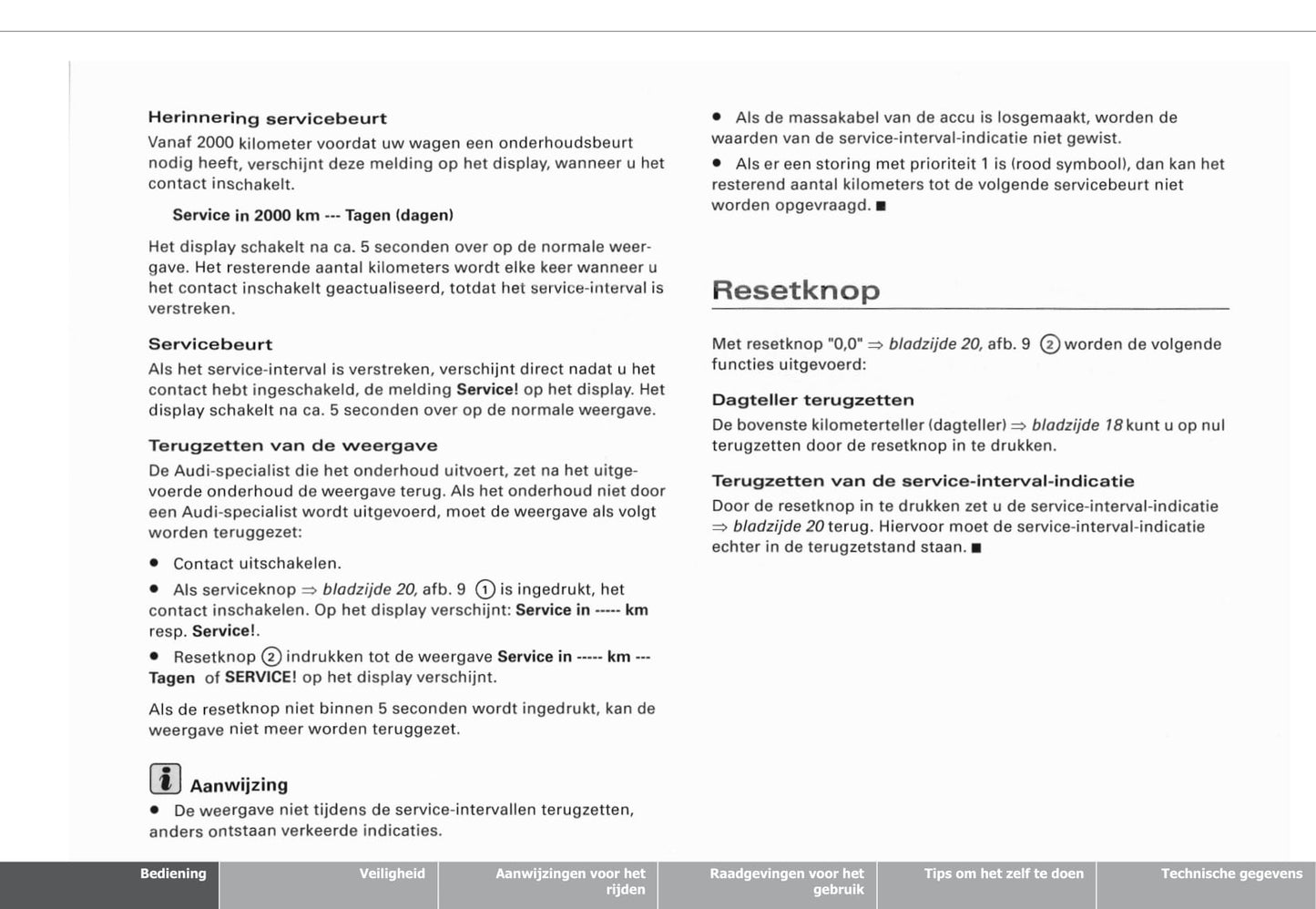 2002-2005 Audi A4 Cabriolet Owner's Manual | Dutch