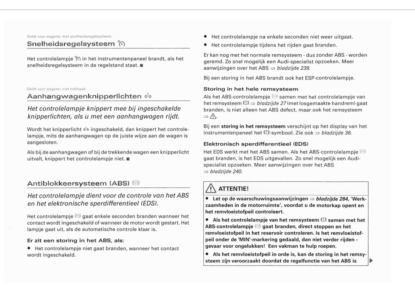 2002-2005 Audi A4 Cabriolet Owner's Manual | Dutch