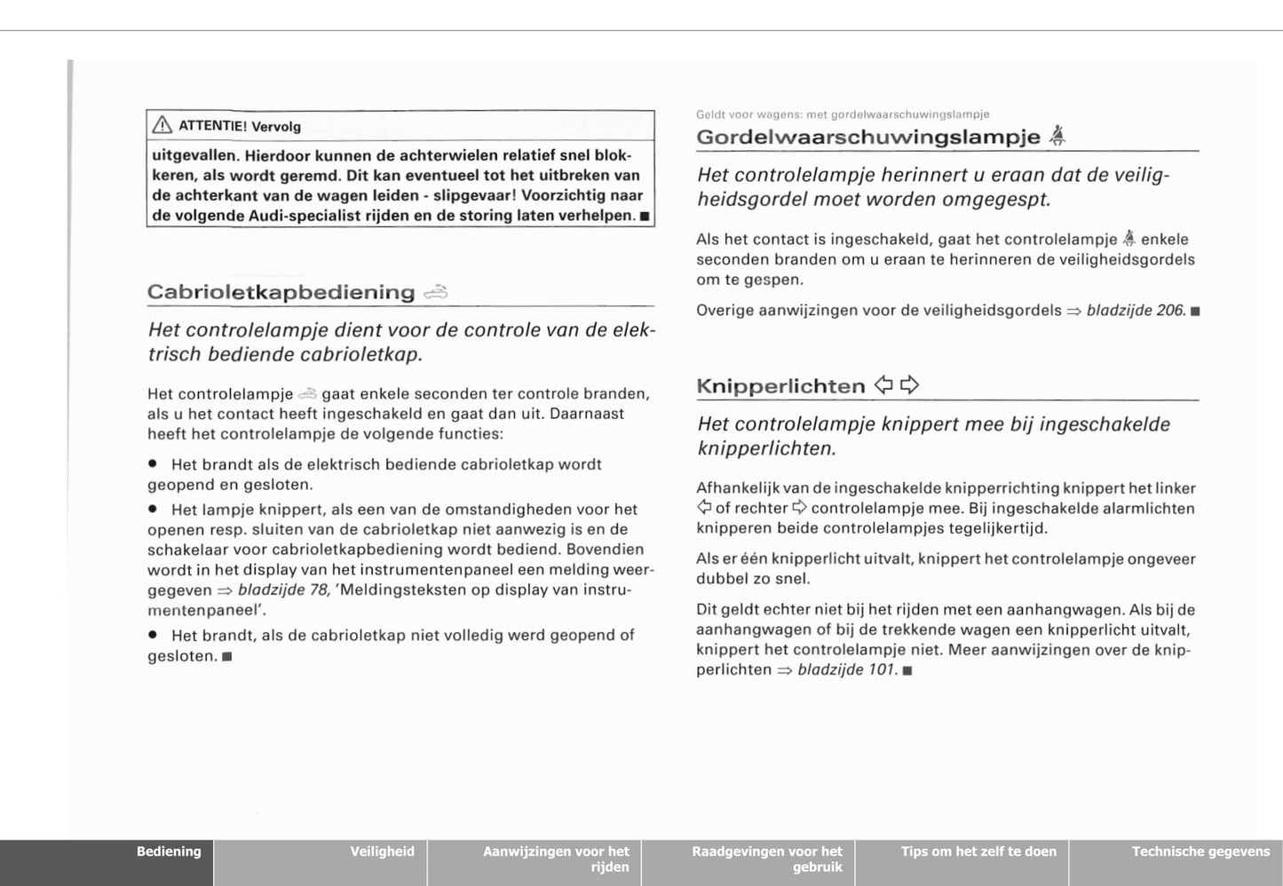 2002-2005 Audi A4 Cabriolet Owner's Manual | Dutch