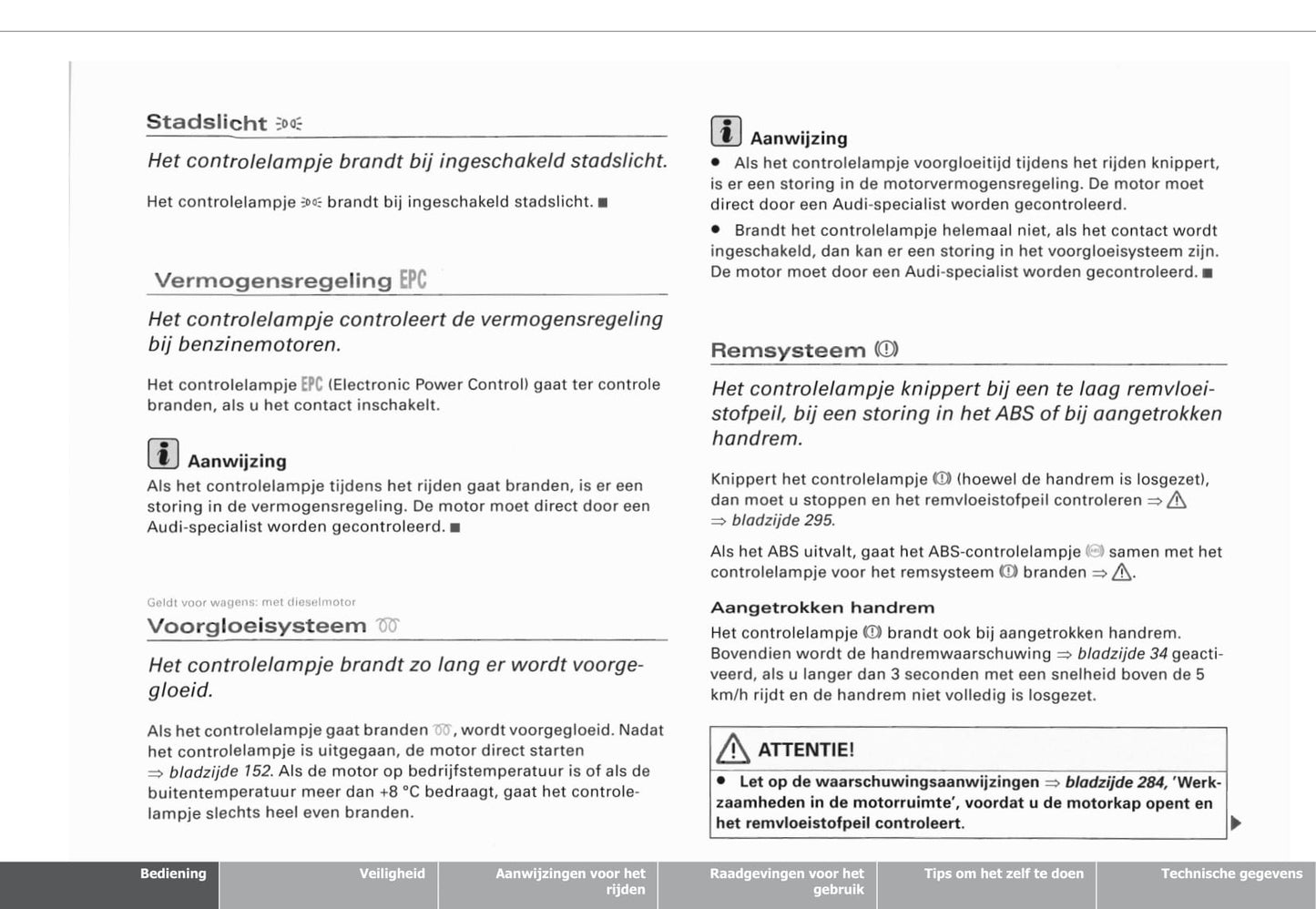 2002-2005 Audi A4 Cabriolet Owner's Manual | Dutch