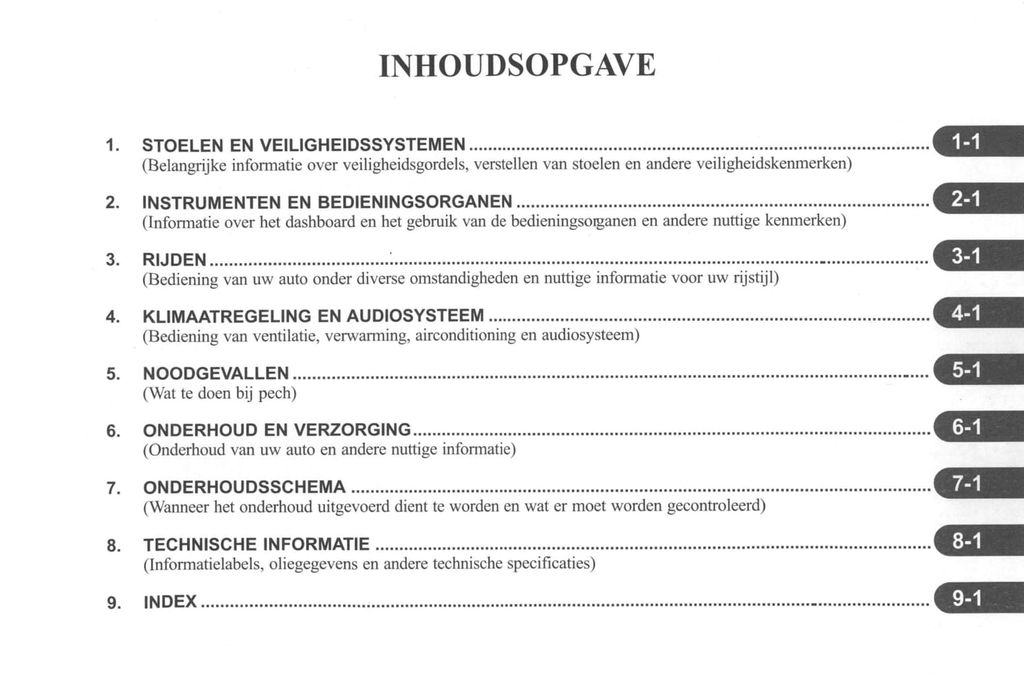 2000-2004 Daewoo Tacuma Owner's Manual | Dutch